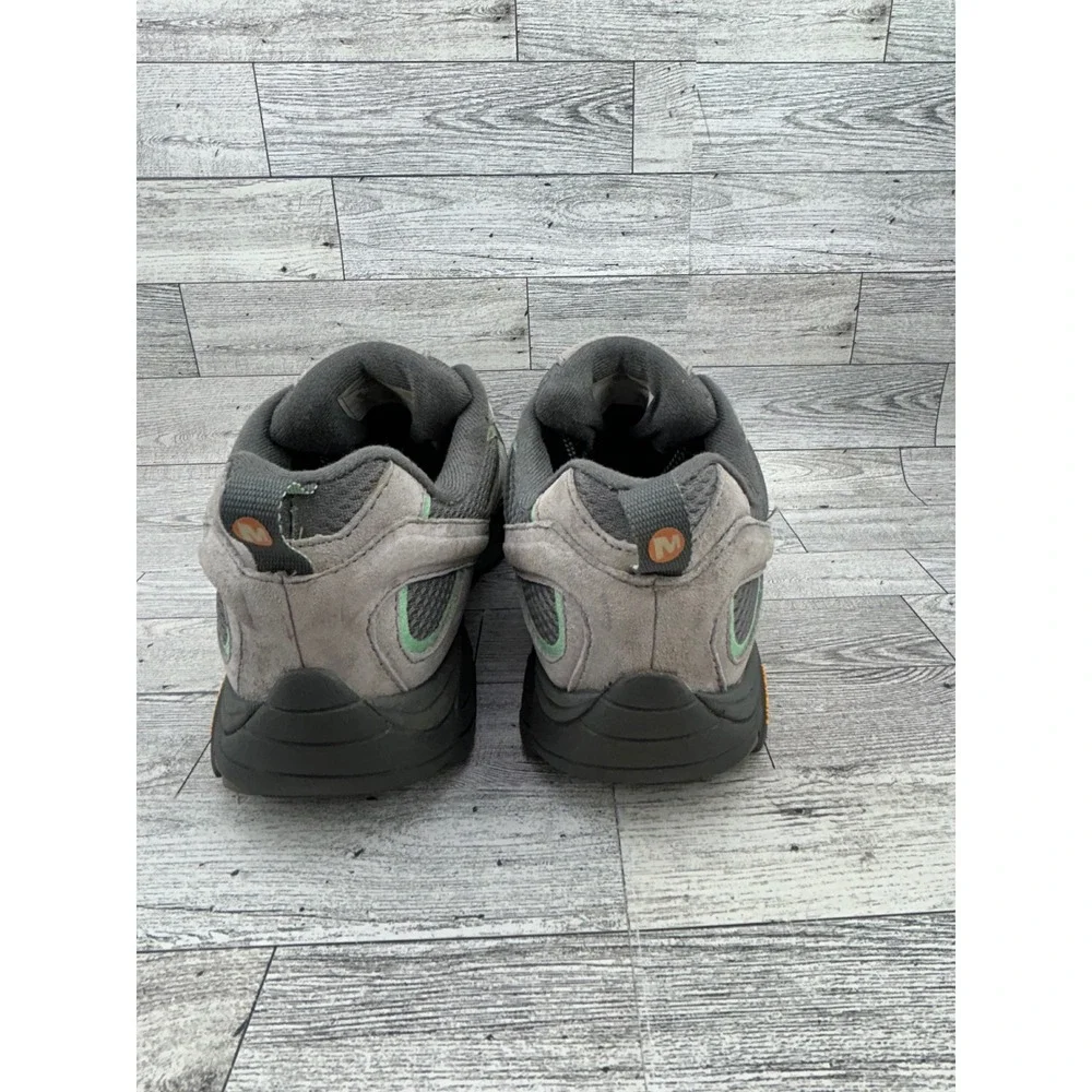 Merrell Moab 2‎ Waterproof Hiking Shoes Women 10 Drizzle Gray Mint Green Vibram